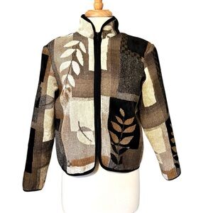 Coldwater Creek Women's Petite Medium Tapestry Zip jacket with Nehru collar